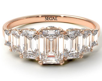 Emerald Cut Engagement Rings Hidden White Diamonds 14K-18K Rose Gold Ring Emerald Cut Diamond Ring Hidden Diamonds - Brynlee
