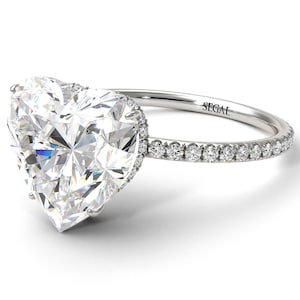 Engagement rings heart diamond ring 14k white Gold, Heart cut diamond engagement ring promise gift for her - Noelle