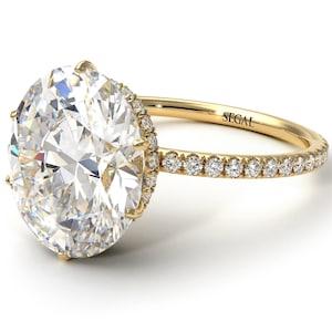 Anelli di fidanzamento con alone ovale per donna Anello ovale con diamanti Anello con alone nascosto con diamanti regalo di anniversario - Gemma