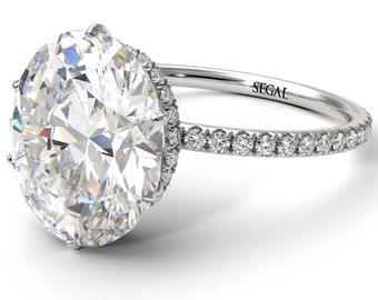 0.5 Carat Versteckte Halo Oval Lab gewachsen Diamant Verlobungsring Weißgold Versteckte Halo Oval Lab erstellt Diamant Ring für Frau - Gemma