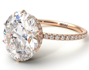 0.5 Ct Hidden Halo Oval Lab Diamant Verlobungsring Rosegold versteckter Halo Oval Lab Diamantring für Freundin - Gemma