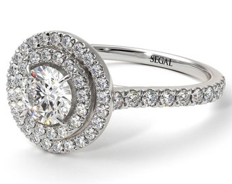 Platinum engagement rings for women Double halo Diamonds Engagement ring platinum - Zoey