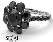 Black diamonds engagement ring black diamond Halo Vintage Real 14k white gold, Engagement Rings black diamond for Women - Amaya