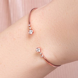 Minimalist Diamond Bracelet Rose Gold 14K-18K Rose Gold Bracelet Diamond Minimalist Unique Jewelry Gift for Birthday