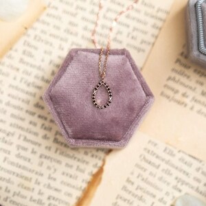 Black Diamond Oval Pendant Rose Gold 14K-18K Rose Gold Pendant Necklace Black Diamond Gift for Women
