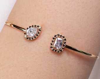 Armband mit Smaragdschliff-Diamanten und Perlen, 14-18 Karat Gold – Einzigartiges Schmuckstück und Geschenk zum Geburtstag