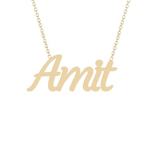 14k GOLD NECKLACE HEBREW Name Personalized Name Jewelry Hebrew Name Necklace Jewelry Gift - Amit