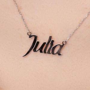 White Gold Name Necklace Personalized White Gold 14K Personalized Necklace Name Gift for Birthday