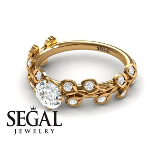 Leaf Engagement Ring 14k Yellow Gold Branch Ring Flower Engagement Ring Moissanite Ring Antique Ring Leaf Engagement Ring - Sydney