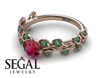 Unique Engagement ring Rose Gold Engagement Ruby Ring Leaf Wedding Bridal Jewelry Women's Day Gift Women - Sydney