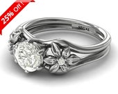 Unique Engagement Ring White Gold Nature Inspired Ring Twig Engagement Ring Moissanite 1950s Ring Edwardian Engagement Ring - Bella