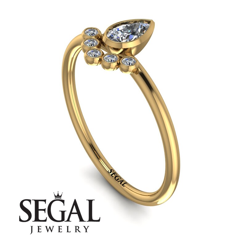 Teardrop Engagement Ring 14k Yellow Gold Pear Shaped Diamond Ring ...
