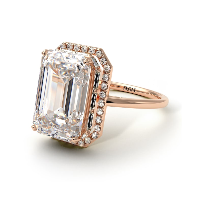 Emerald Cut Engagement Rings Halo Emerald Cut Diamond Ring Etsy