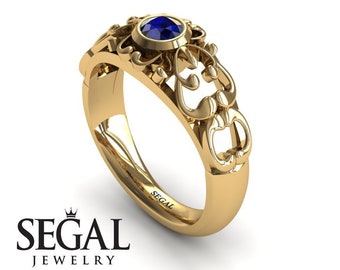 Bezel Solitaire Engagement Ring Blue Sapphire Ring Solitaire Edwardian Ring Solitaire Bridal Ring Solitaire Bezel Engagement Ring - Makayla