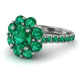 1.3 carat lab created emerald engagement ring halo white gold lab grown emerald ring halo gift for mom - Amaya