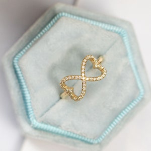 Infinity Diamond Ring Gold 14K Gold Infinity Ring Diamond Unique Rings for Gift for Women