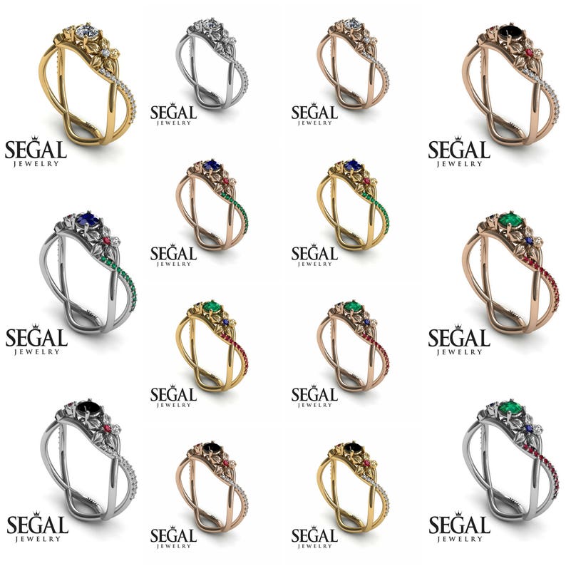 Twist Engagement Ring Diamond Twist Ring Art Nouveau Ring Pave Etsy