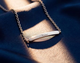 Gepersonaliseerde naamketting staaf 14k roségouden sieraden Gepersonaliseerde naamketting staaf gepersonaliseerd cadeau - Saige