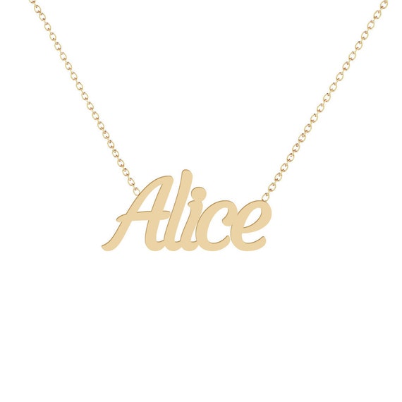 14K Gold Alice Name Necklace White Gold 