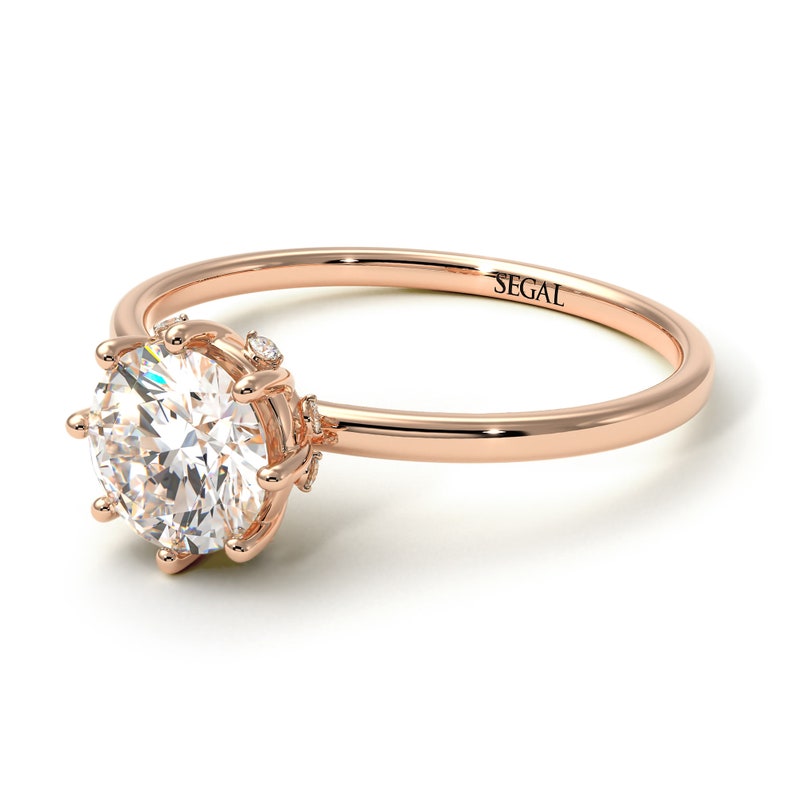 Simple Engagement Rings Settings Rose Gold Ring Classic Etsy