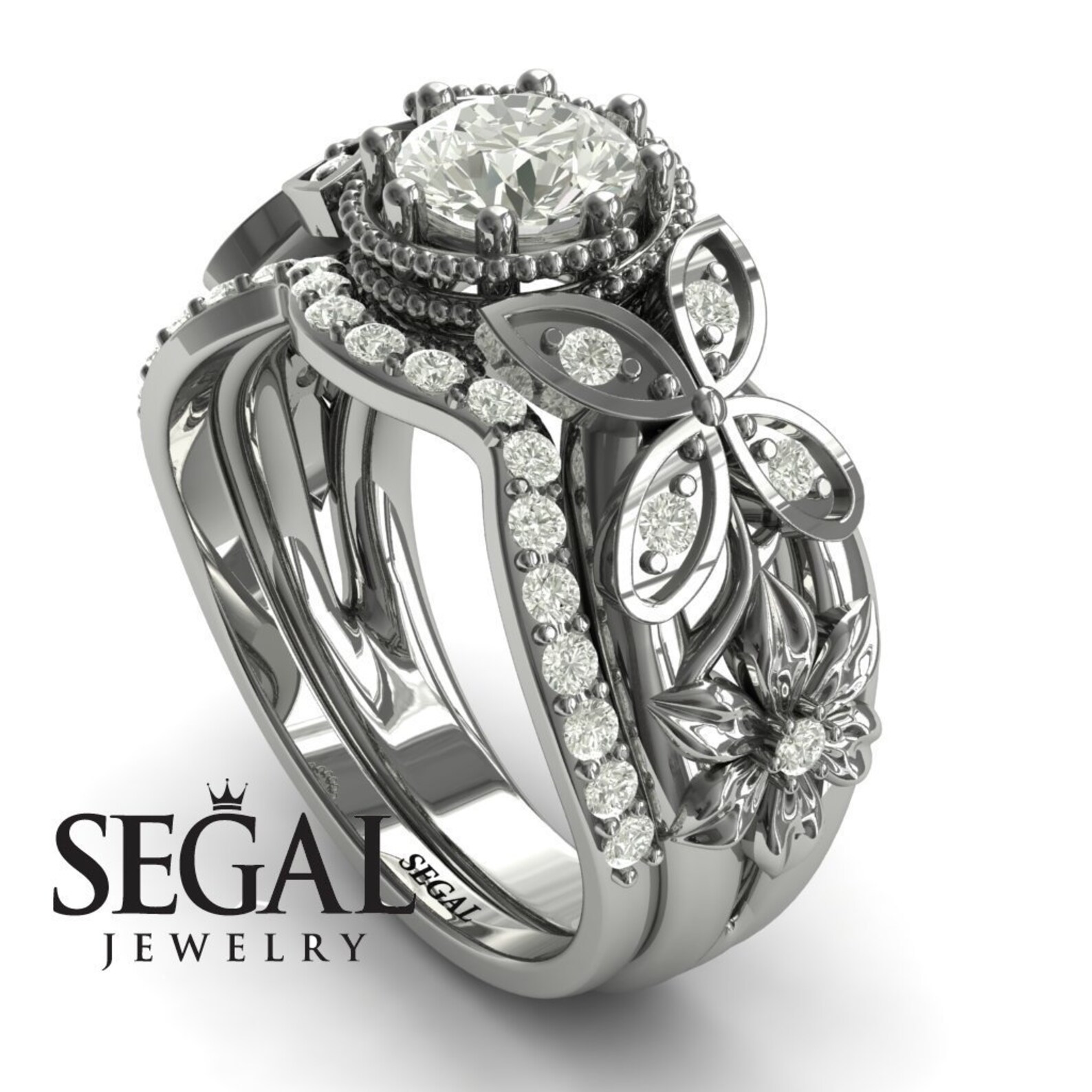 Engagement Ring Butterfly Ring Flower Ring Unique Ring Nature Etsy