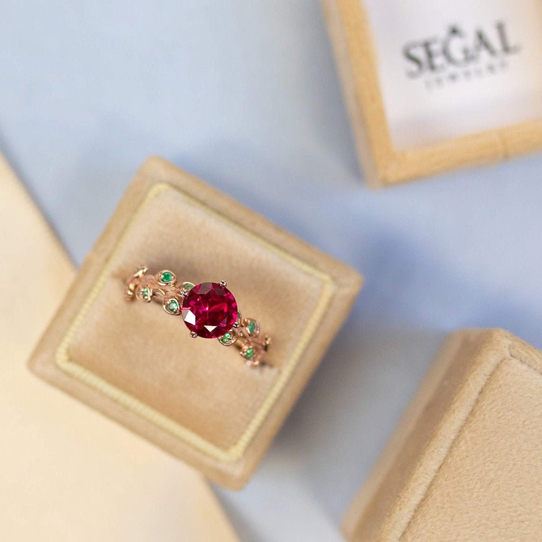 2ct Ruby Rings Rose Gold 14K-18K Rose Gold Red Ruby Ring Unique ...