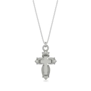 18k White Gold Cross Necklace White Gold 14K Halo Cross Necklace Pendant Cross Christian Jewelry - Gideon