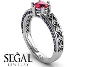 Bague de fiançailles Edwardian Bague Rubis Rouge Bague de fiançailles Filigrane Bague années 1920 Bague de fiançailles Edwardian - Caroline