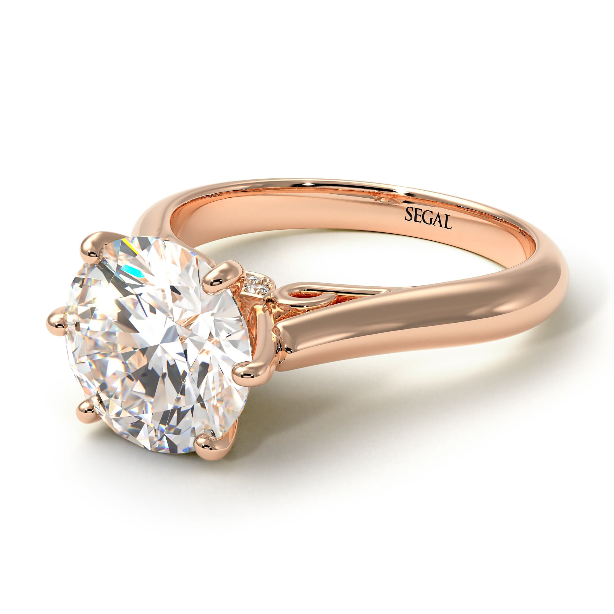 Simple Engagement Rings Rose Gold Round 3ct Diamond Ring - June - Etsy