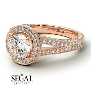 Art deco engagement rings milgrain round art deco diamonds halo engagement ring for her
