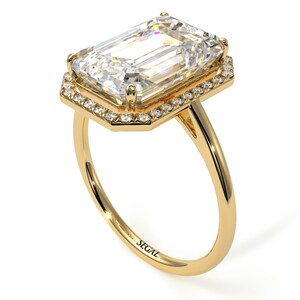 Halo Emerald Cut Engagement Rings Halo White Diamonds 14K-18K - Etsy