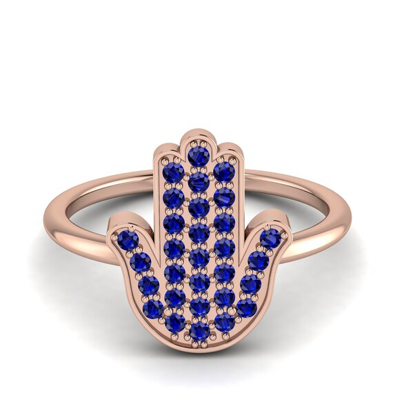 ハムサリング パヴェサファイア ローズゴールド 14K-18K ローズ 