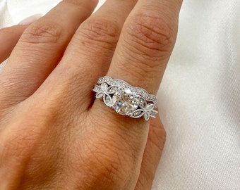 Butterfly Ring Engagement Ring Bridal Set ring Proposal Ring Wedding Ring Diamond Ring Nature Inspired Bridal set Girlfiend Gift - Amelia