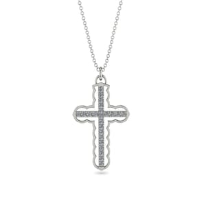 Cross Diamond Necklace White Gold 14K-18K White Gold Pendant Cross Diamond Necklace Cross Pendant Diamond Christmas Gift - Raphael