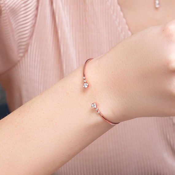 ミニマリスト ダイヤモンド ブレスレット ローズゴールド 14K-18K 