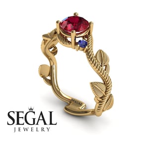 Engagement Ring Unique Engagement Ring Nature Inspired Engagement Ring Red Ruby Ring Alternative Ring  Engagement Ring - Allison