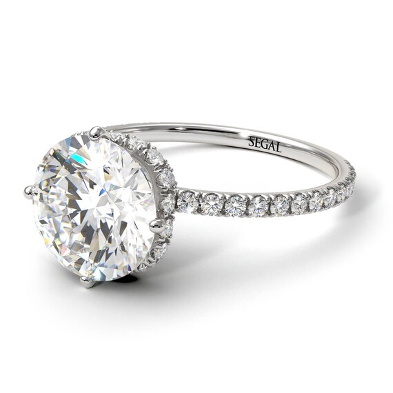 ROUND DIAMOND RING Halo 18k White Gold Ring Halo Diamonds Round Promise Rings for Her