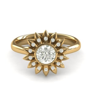 Sunflower Unique Engagement Ring Sunflower ring Yellow Gold Flower Sunflower Flower Ring Unique Engagement Ring - Sunflower