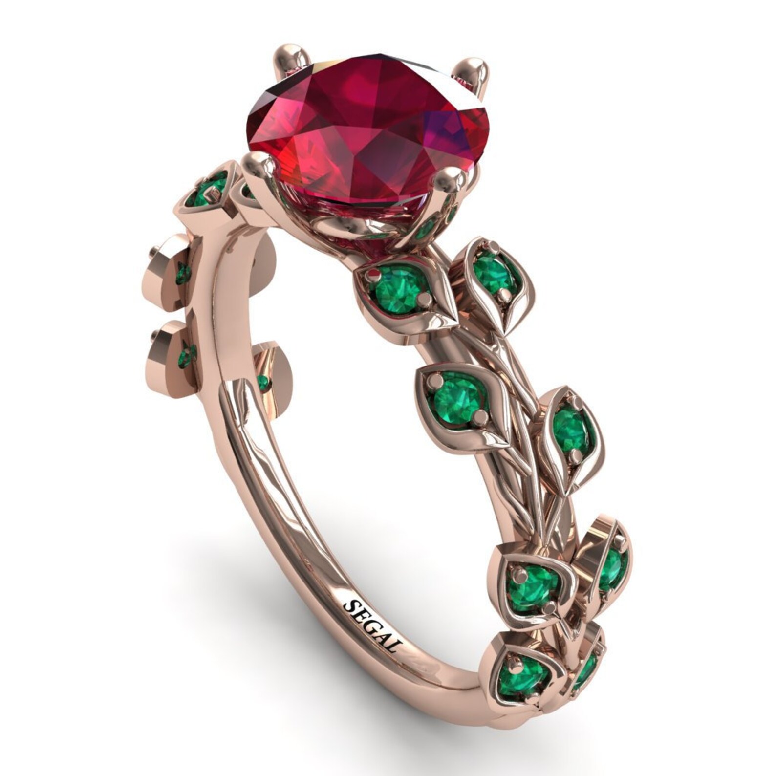 2ct Ruby Ring Rose Gold Engagement Ring Ruby Ring Leaf Ring Proposal ...