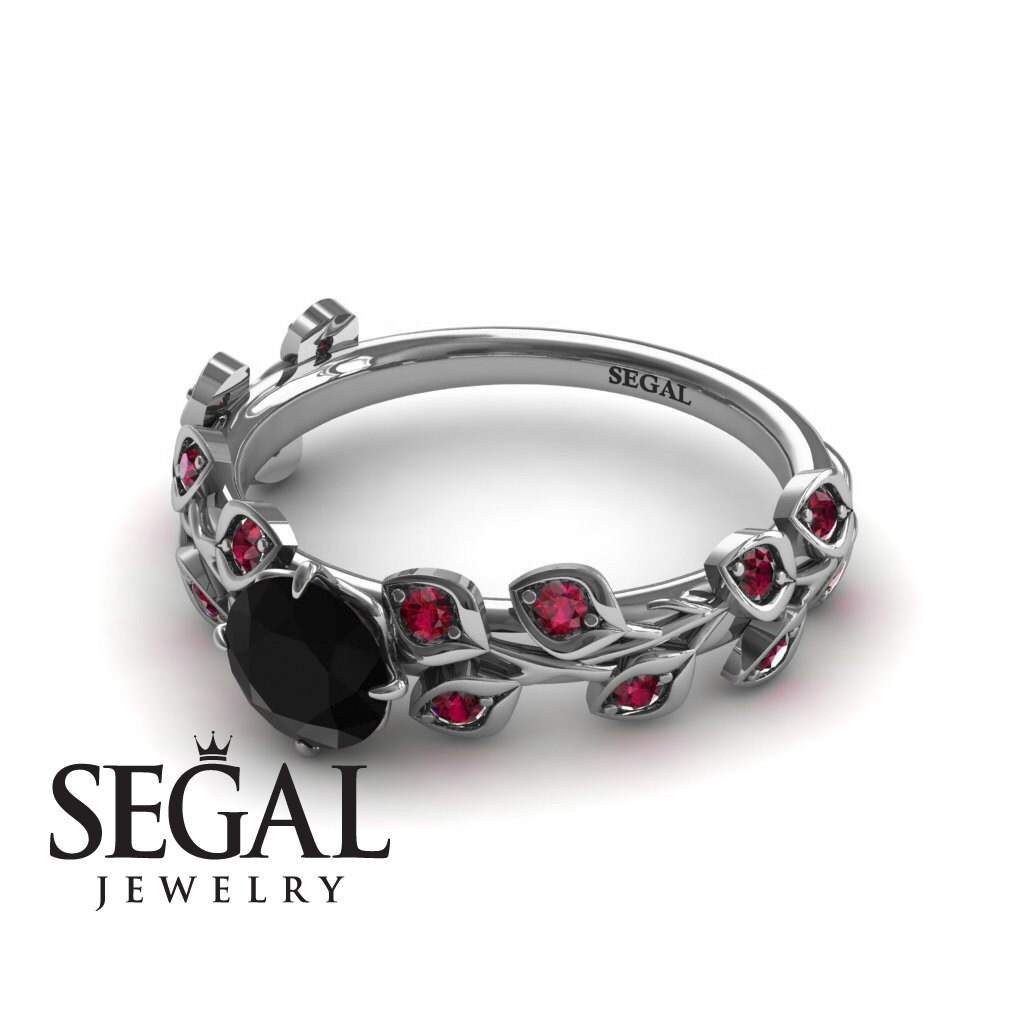 Unique Wedding Ring Black Diamond Engagement Ring Ruby | Etsy