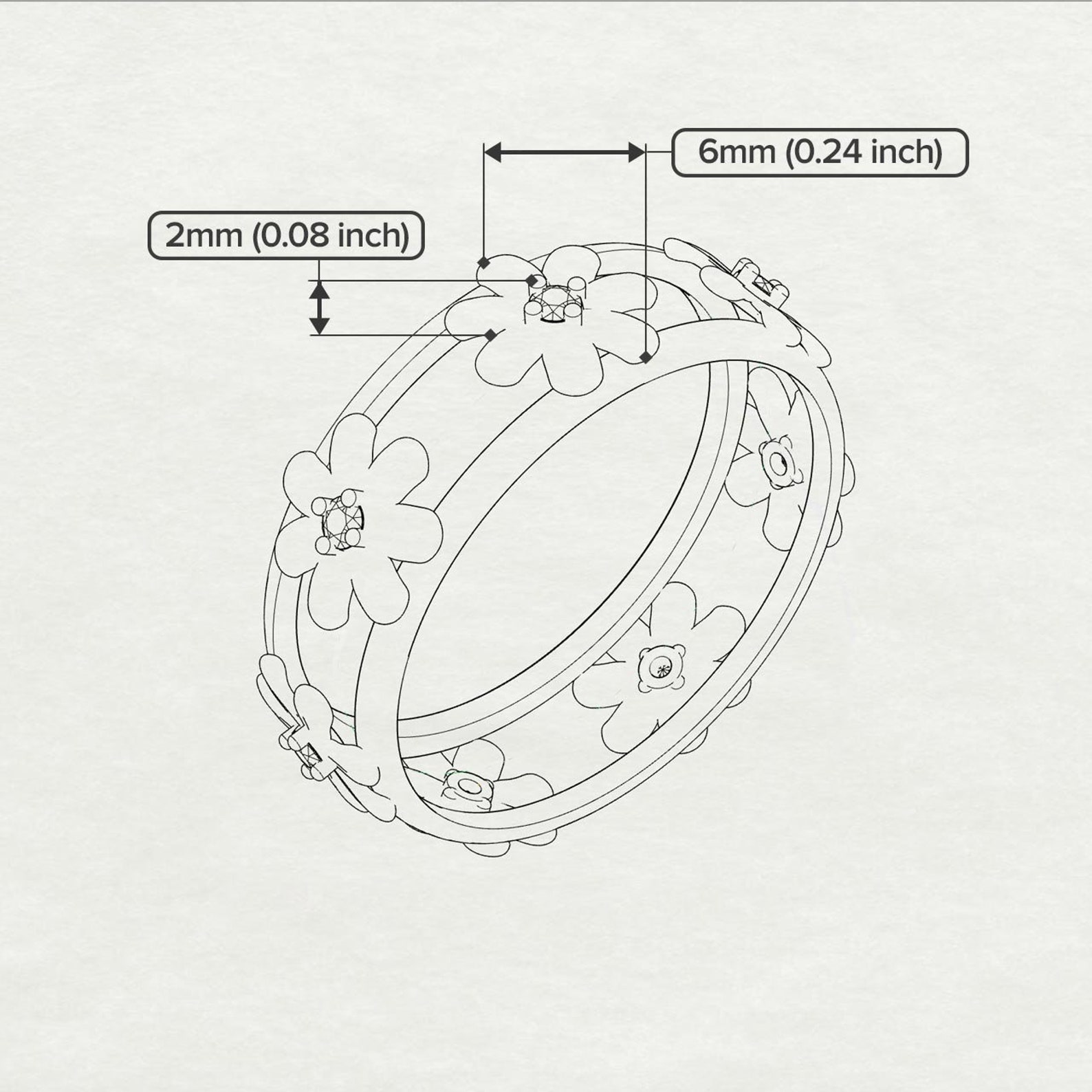 Anniversary Ring 14K Red Gold Flowers Vintage White Diamond Etsy