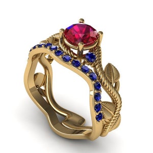 Engagement Ring Unique Engagement Ring Nature Inspired Engagement Ring Red Ruby Ring Alternative Ring  Engagement Ring - Allison