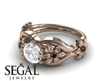 Flower Engagement Ring Rose Gold Nature Inspired Ring Floral Engagement Moissanite Ring Alternative Ring Flower Engagement Ring - Lauren