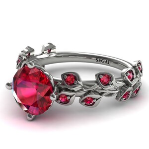 2ct Ruby Engagement Ring Leaf White Gold 2ct Ruby Proposal Rings Gift for her - Sydney
