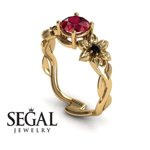 Botanical Engagement Ring Twig Engagement Ring Nature Inspired Engagement Ring Red Ruby Ring Leaf Ring  Engagement Ring - Julia