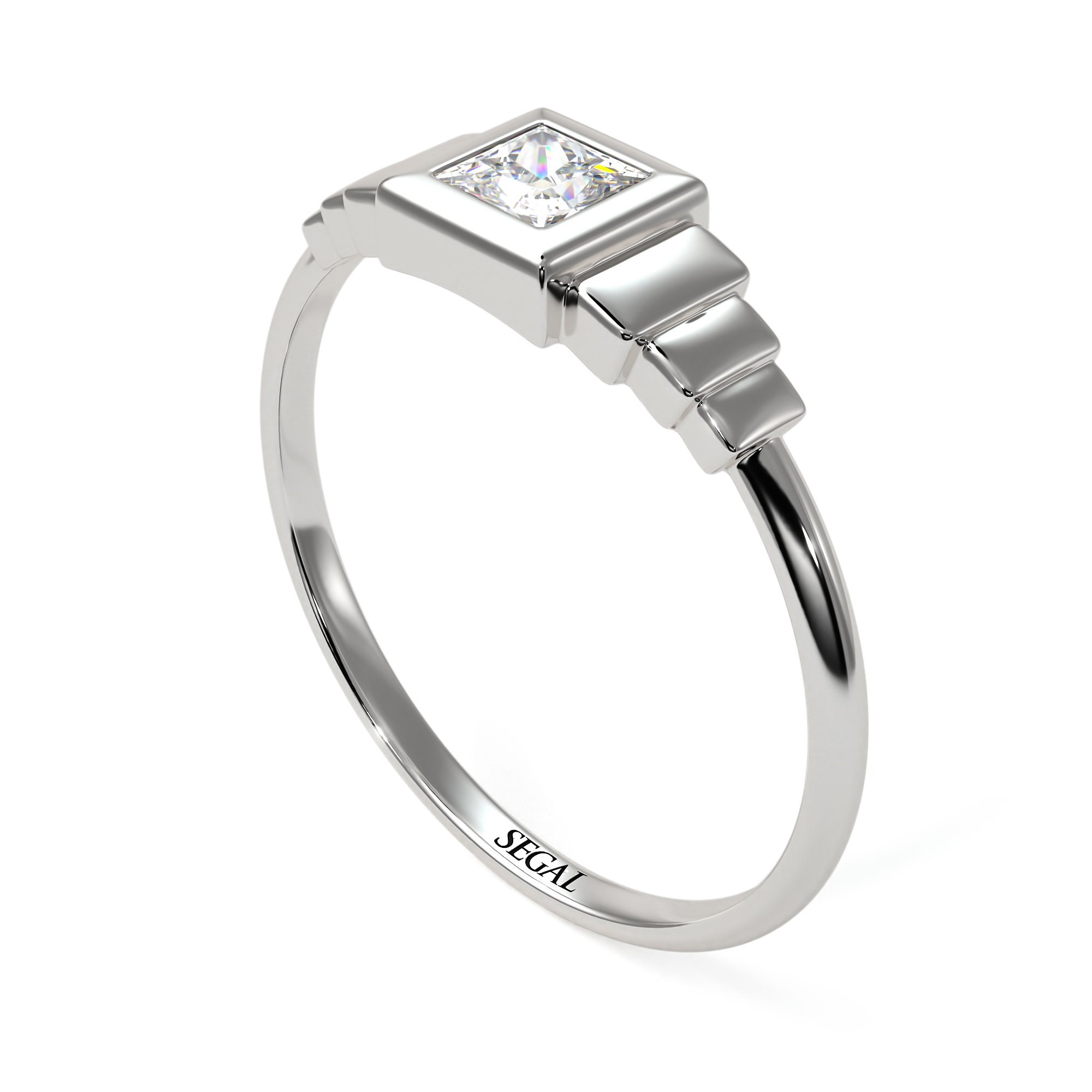 Square Engagement Rings Geometric Princess Cut Diamond Ring, 14k White ...