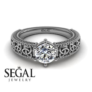 Celtic Engagement Ring Solitaire Engagement Ring Art Deco Moissanite Engagement Ring Celtic Engagement Ring - Eliana