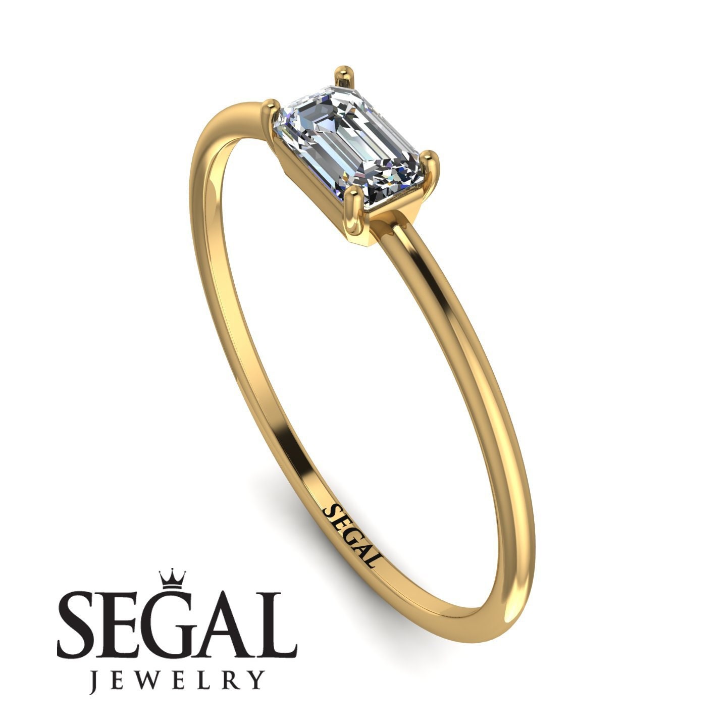 Engagement Ring Sale 14k Yellow Gold Emerald Cut Minimalist Etsy