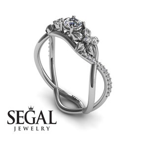 Twist Engagement Ring Diamond Twist Ring Art Nouveau Ring Pave Ring Twist Diamond Engagement Ring - Charlie