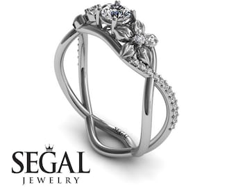 Twist Engagement Ring Diamond Twist Ring Art Nouveau Ring Pave Ring Twist Diamond Engagement Ring - Charlie